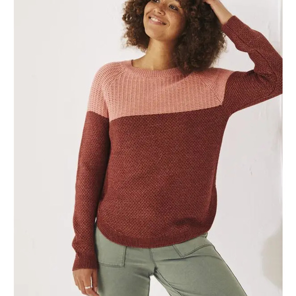 Fat Face Emmy Colorblock Long Sleeve Pullover Knit Jumper Sweater Rose Pink 10 - Picture 1 of 8